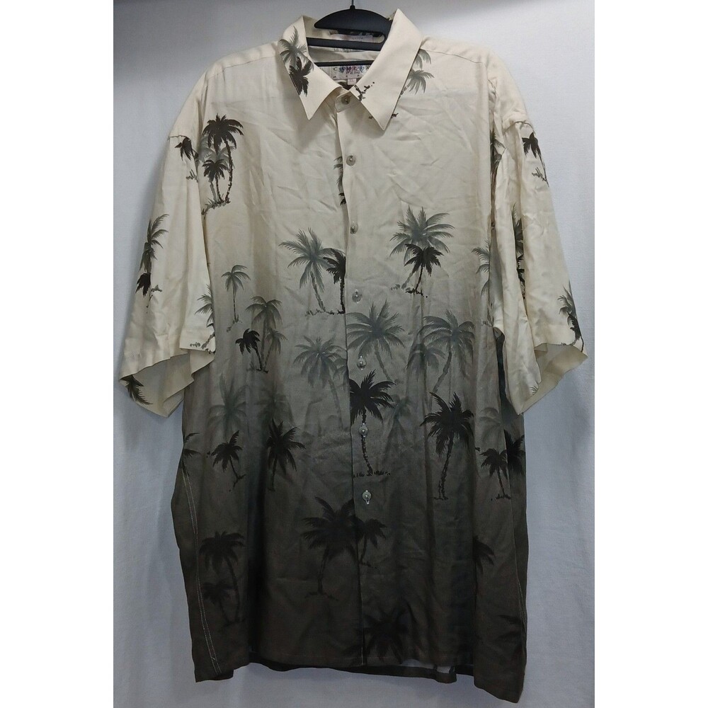 Vtg Campia Moda Hawaiian Camp Shirt Men's XL Rayon Ombre Palm Trees Short Sleeve